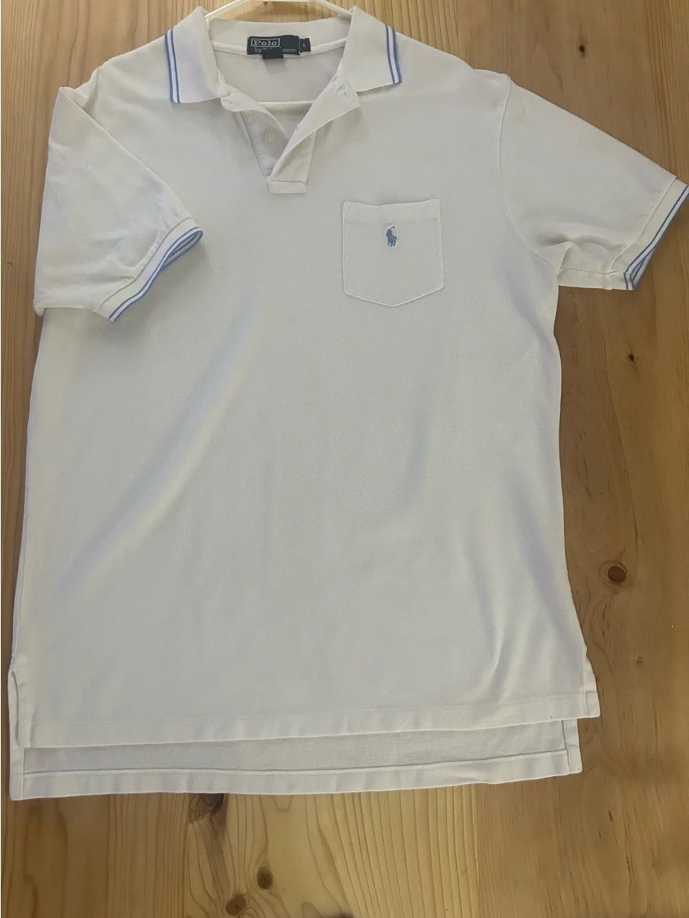 Ralph Lauren White Polo with Light Blue Trim